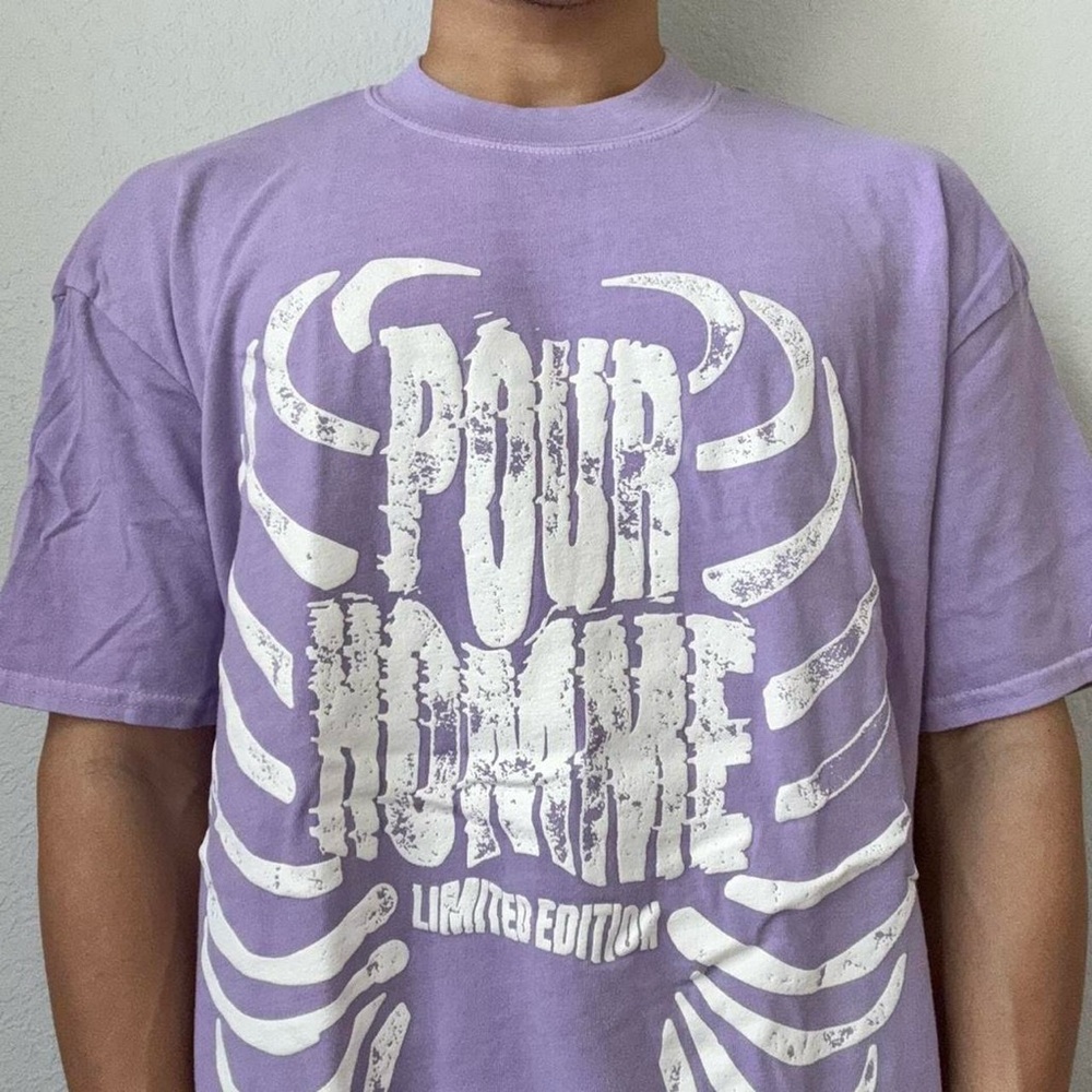 Pour Homme Skeleton Ribs Purple Graphic T-Shirt - Picture 4 of 5